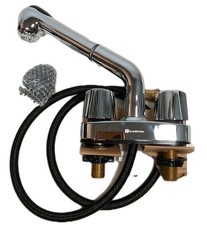 New GLACIER BAY LAUNDRY FAUCET With Supply Lines No Box. Faucet Top Pulls Out.