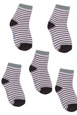 Kids Striped Socks 5-Pack  Size 8-12  Black  White Pattern  NWOT  Unisex Cr