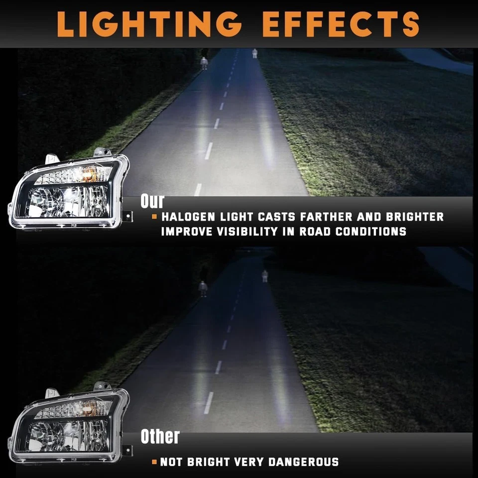 2014–2023 Kenworth T880 Headlights Black Housing Pair Left + Right - Image 3 of 4