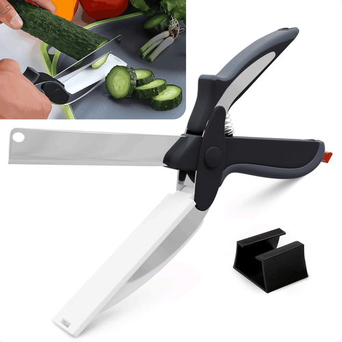 Forbici da Cucina per Alimenti – 2 in 1 Tagliere Forbici e Coltello con Bloccaggio - Foto 1 di 9