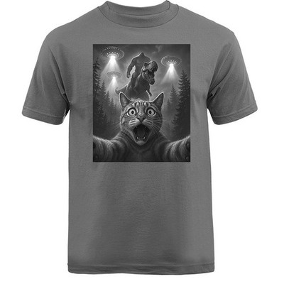 Scared Cat Selfie with Sasquatch Big Foot Funny Humorous T-shirt