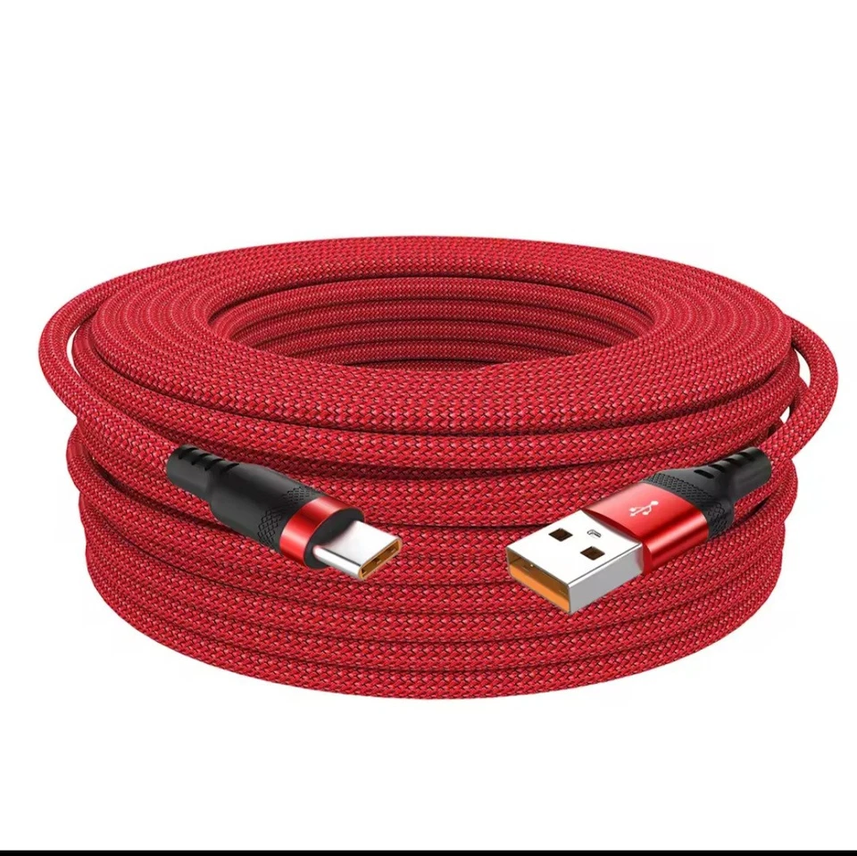 25 Foot SUPER HEAVY DUTY Nylon Braided 6A USB TYPE C/Micro USB Fast Charger - Image 3 of 4