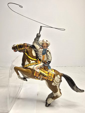 Vintage Marx Tin Wind-Up Cowboy Rider - Twirling Lasso - 1930's - Works   