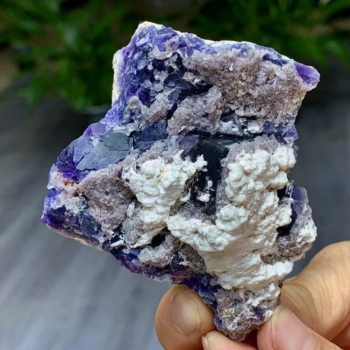 177G Natural purple cubic fluorite mineral crystal sample/China