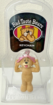 Vintage Bad Taste Bears JOHNNY Figure Keychain Pink Hat NEW Sealed