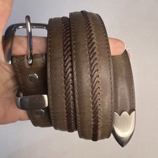 Men s Nocona N2417202 Brown Leather Belt 44 1.25 Wide 1996