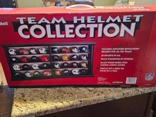 Riddell NFL FOOTBALL POCKET PRO HELMET WOOD COORS SUPER BOWL RARE DISPLAY CASE