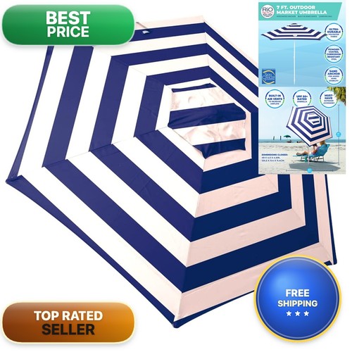 Rio Beach 7' Market Umbrella with Sand Anchor and Carrying Bag