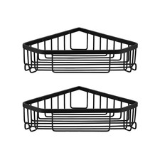 Wall Mounted Corner Shower Caddy Shower Basket in Stainless Steel Matte Black