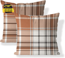 Set of 2 Fall Pillow Covers Autumn Decorative Throw Pillow Cases 18X18 Inch Oran