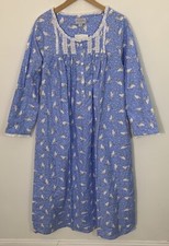 Lanz of Salzburg Flannel Blue Women s Small White Dove Cotton Comfy Nightgown