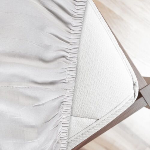 SATIN STRIPE BED FITTED SHEET 600 THREAD COUNT 100% COTTON BED SHEETS ALL SIZES - Picture 2 of 19