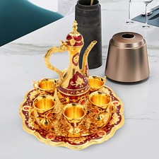 Antique, Turkish 8.45Oz Teapot and 1.01Oz Teacup Set for 6 Persons Tea Set