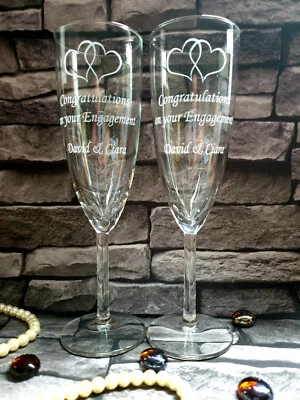 PERSONALISED GIFTS IN UK Personalised Champagne Glasses Set of 2 Personalised Engagement Gift Flutes
