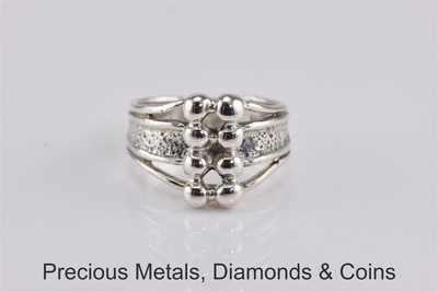 Cellini Sterling Silber strukturierter Perlen Split Band Ring 925 Gr: 6