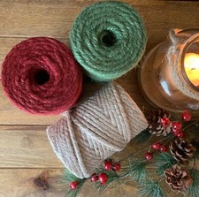 Christmas Twine Green Red 5MM Thick Eco Soft Natural Jute Burlap 3Ply Gift Cord