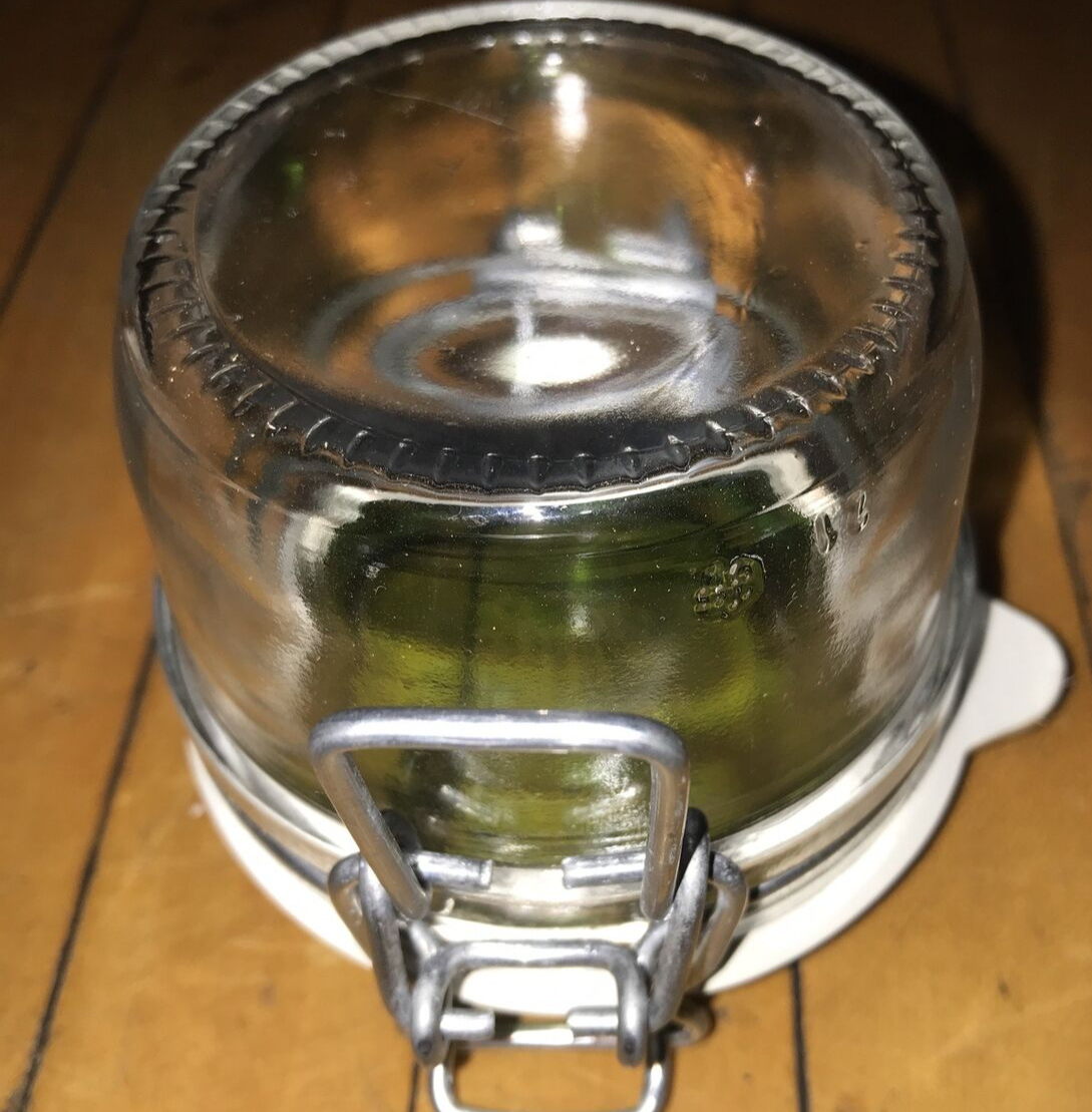 ITALY Fida glass canning jar with Green glass closing lid eBay