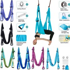 Aerial Yoga Swing Set Anti-Gravity Flying Hammock Ceiling Mount Foam Handle Belt
