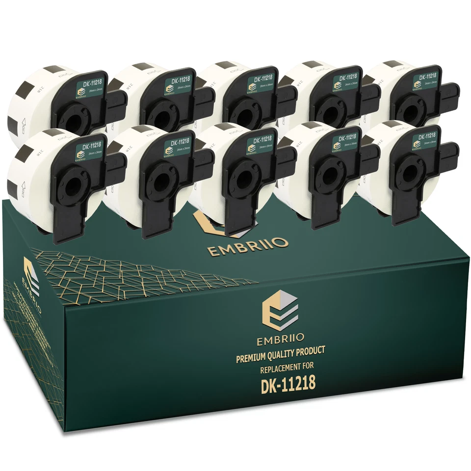 PRINTING SAVER 10 Rolls Round Label fits Brother DK-11218 P-Touch QL-1050N QL-1050 QL-1060N
