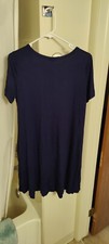 Navy Blue Shirt Dress Women Size L