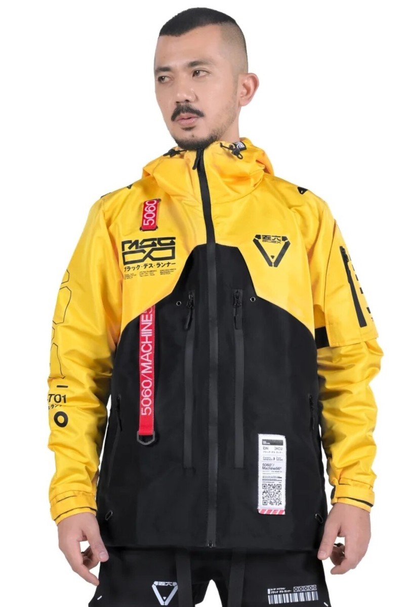 Men's Yellow on Black Light Weight Jacket Hoodie Full Zip