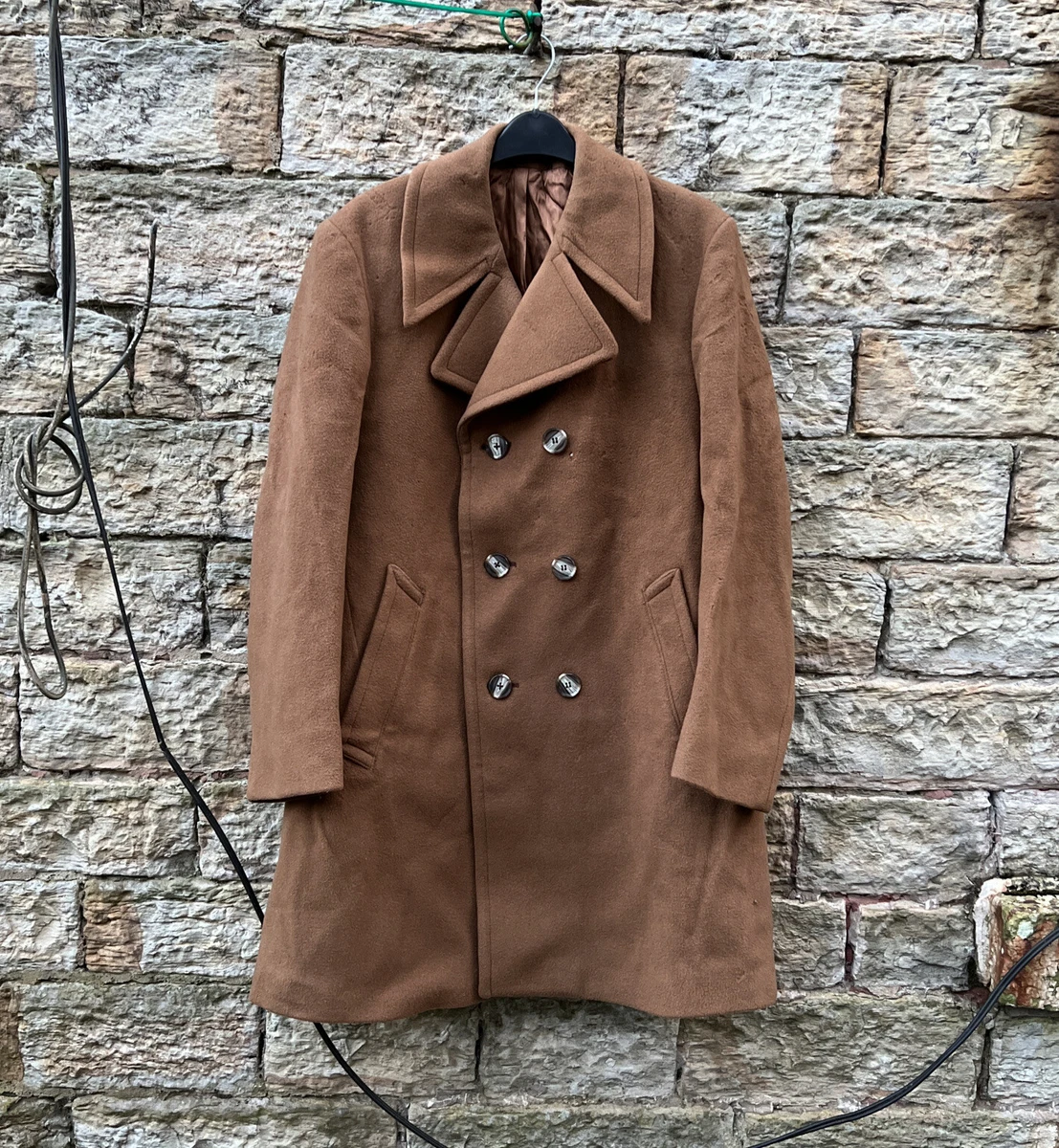 Camel crombie coat mens sales