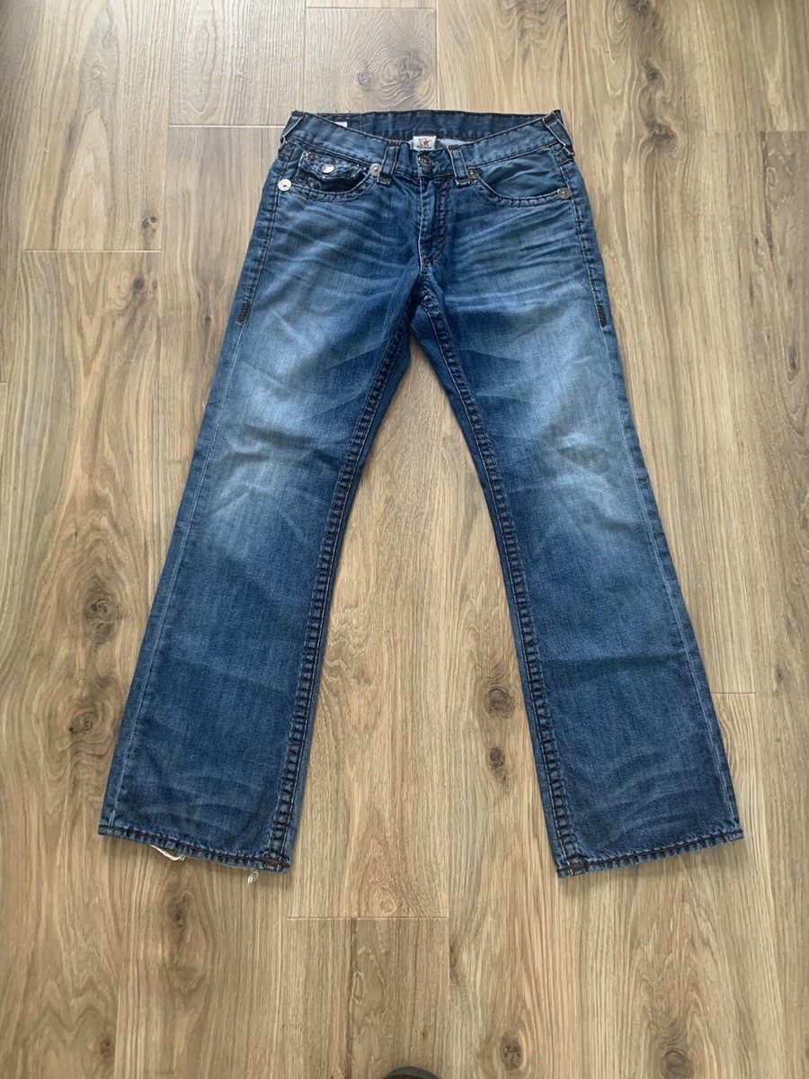 True Religion Straight Flap Natline Big T Jeans Mens 33” X 34