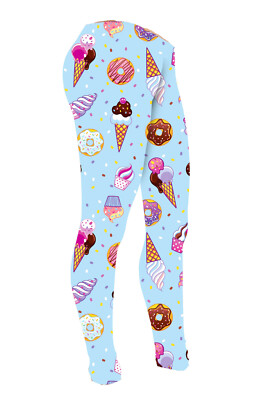 Kids Girls Cute Cupcakes Ice Cream Donuts Pattern Leggings Size