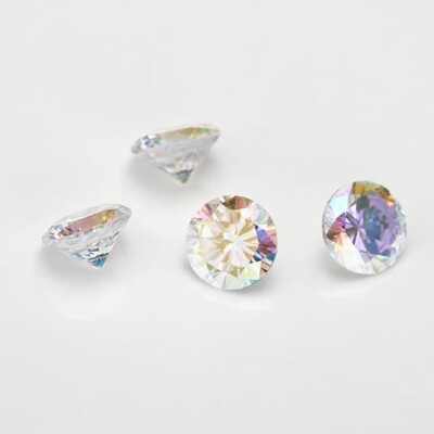 Round Cut Plating AB Color Multicolor Cubic Zirconia Stone Loose Synthetic Gems