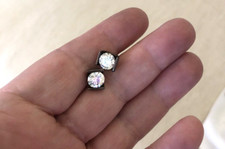 Silver Tone Round Diamond CZ Stud Earrings. Stones are nice size