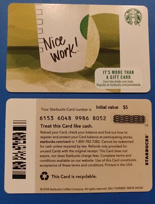 STARBUCKS CARD 2018 '' NICE WORK~CORPORATE CARD '' RARE~MINT   VERY HARD TO FIND