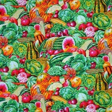 Food Fabric - Fruit Vegetable Garden Packed Spring - Free Spirit YARD