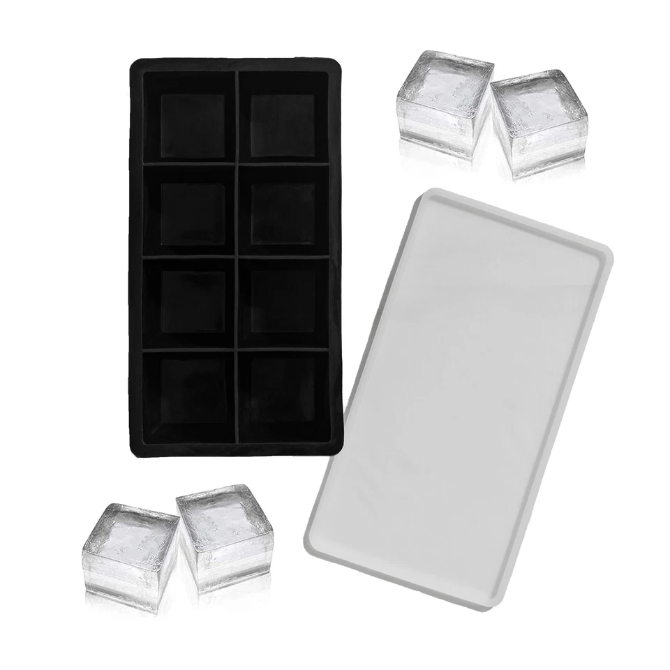 Silikon XXL Eiswürfelform mit 8 Jumbo Eiswürfeln Eiswürfelbehälter Silikonform