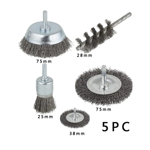 Drahtbürsten Set 5-tlg, Rundschaft 6mm: Rund-,Topf-, Pinsel-, Zylinderbürste - Bild 8 von 8