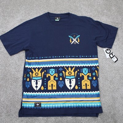 LRG Shirt NWT Adult Medium Blue/Yellow Graphic Short Sleeve Pullover Crewneck
