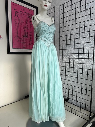 Y2K Prom Pageant Gown-Dress-Aqua Blue-silk-sweetheart-Vintage Inspired-Small - 第 1/24 張圖片