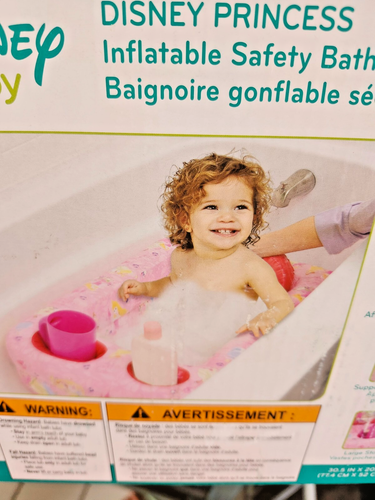 Disney Princess Inflatable Safety Bathtub For Travel & Home wTemperature Display - Picture 2 of 11