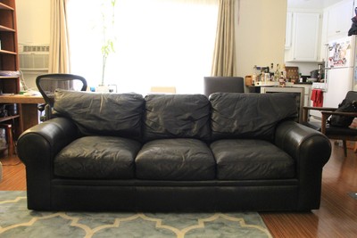 Beautiful Black Leather Sofa By Maurice Villency Made In Usa Down