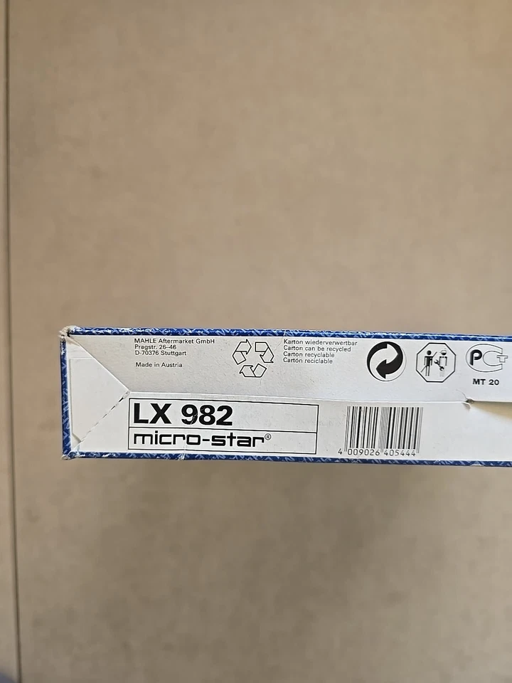 Filtro de aire MAHLE LX 982 para 04-10 BMW 545i 550i 645Ci 650i Foto 3 de 3