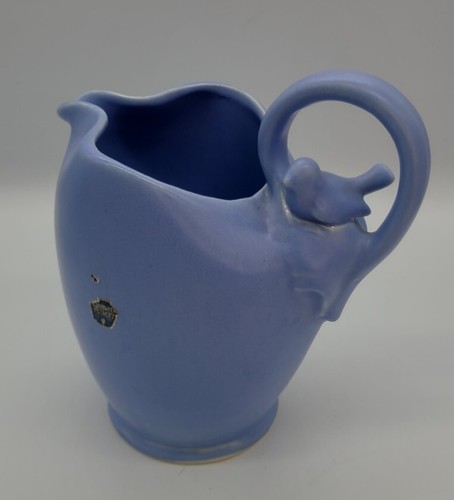 **HTF!! Vintage Camark Pottery Blue Pitcher Bird Handle 842 *Original Sticker - Picture 4 of 12