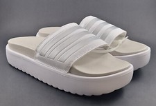 Adidas ADILETTE Platform Slides Sandals IE9703 Women's Size 8 White Slip On NEW