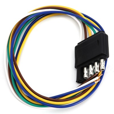 5 Pin Flat Plug 5 Way Flat Trailer Wire Harness Extension Connector Plug 25inch