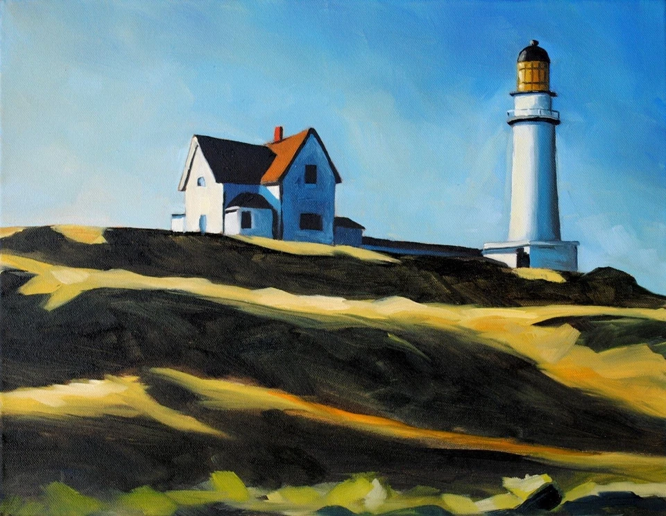 Lighthouse at Two Lights - Edward Hopper art painting PREMIUM SATIN USA reprint