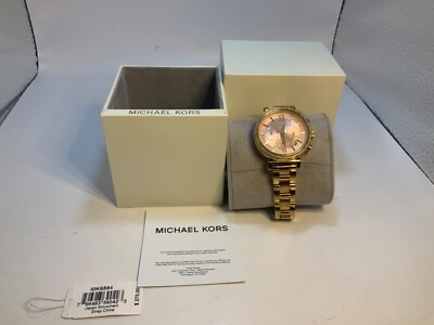 MICHAEL KORS SOFIE CRYSTALS ROSE GOLD CHRONOGRAPH WOMEN'S MK6584 WATCH/New BAT.