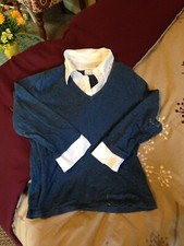 Blue Kim Rogers Large Petite Collared Blouse 👚