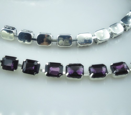 Rechteck 8X10mm Glaskristall Strass Silber Kralle Tasse Kette Kostüm Applikation - Bild 11 von 14
