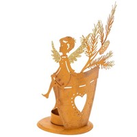 Rost Teelichthalter Engel Metall Weihnachtsdeko Ø8Cm H18Cm