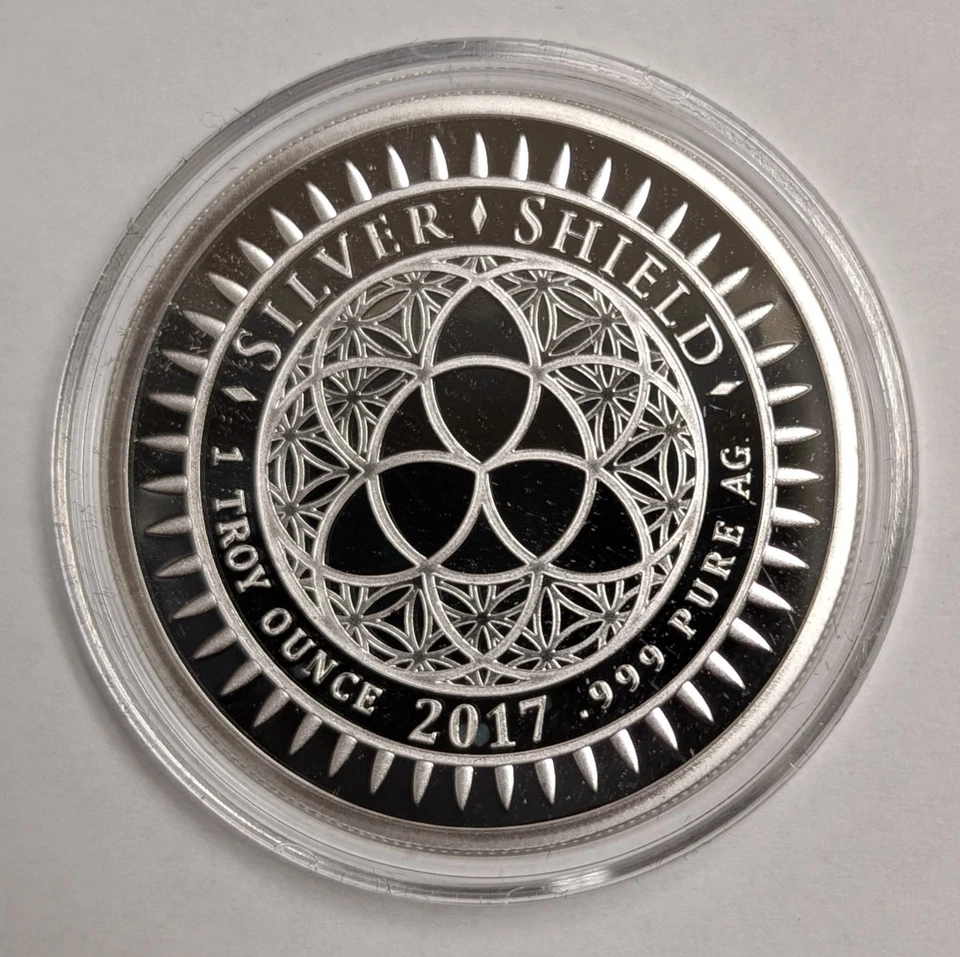 2017 Silver Shield ~ 1 oz Proof .999 Silver ~ Trump Make World War #8 ~ /666 - Image 3 of 4