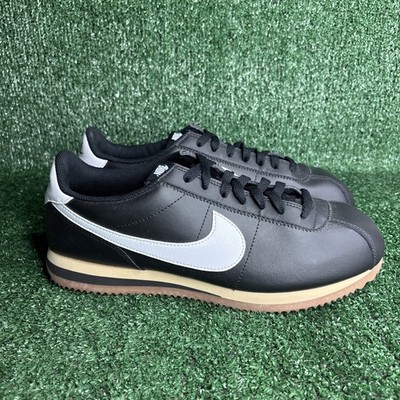 Nike Cortez Black White Gum Leather Shoes Mens 9.5 Classic Retro OG Style Sesame
