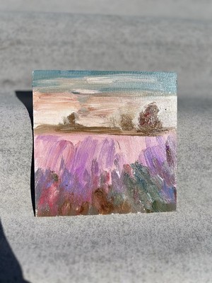 Landscape  painting Original art Impressionism Oil on Cardboard by A.Shrub